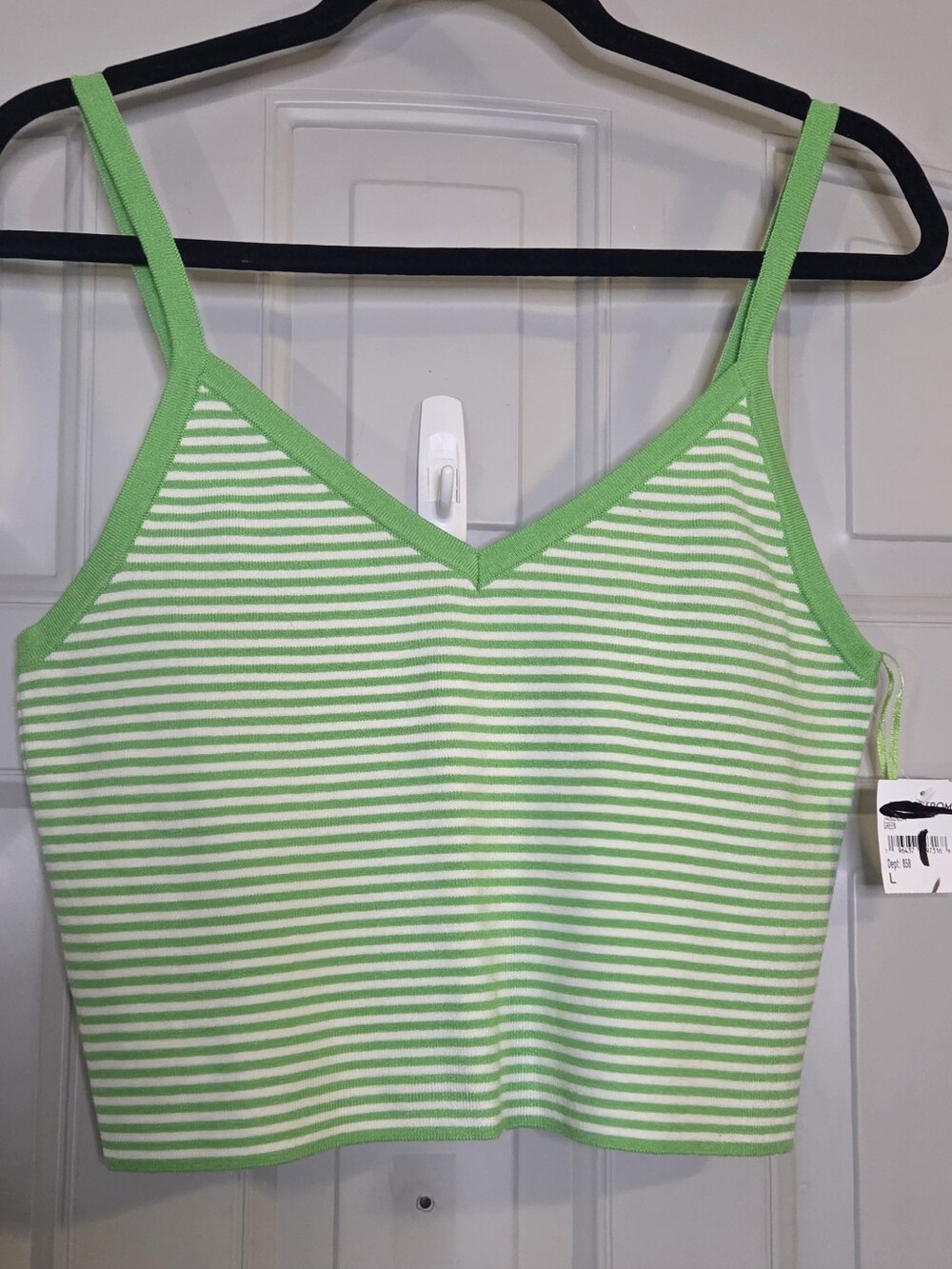 NWT - La Hearts Green & White Striped Crop Tank